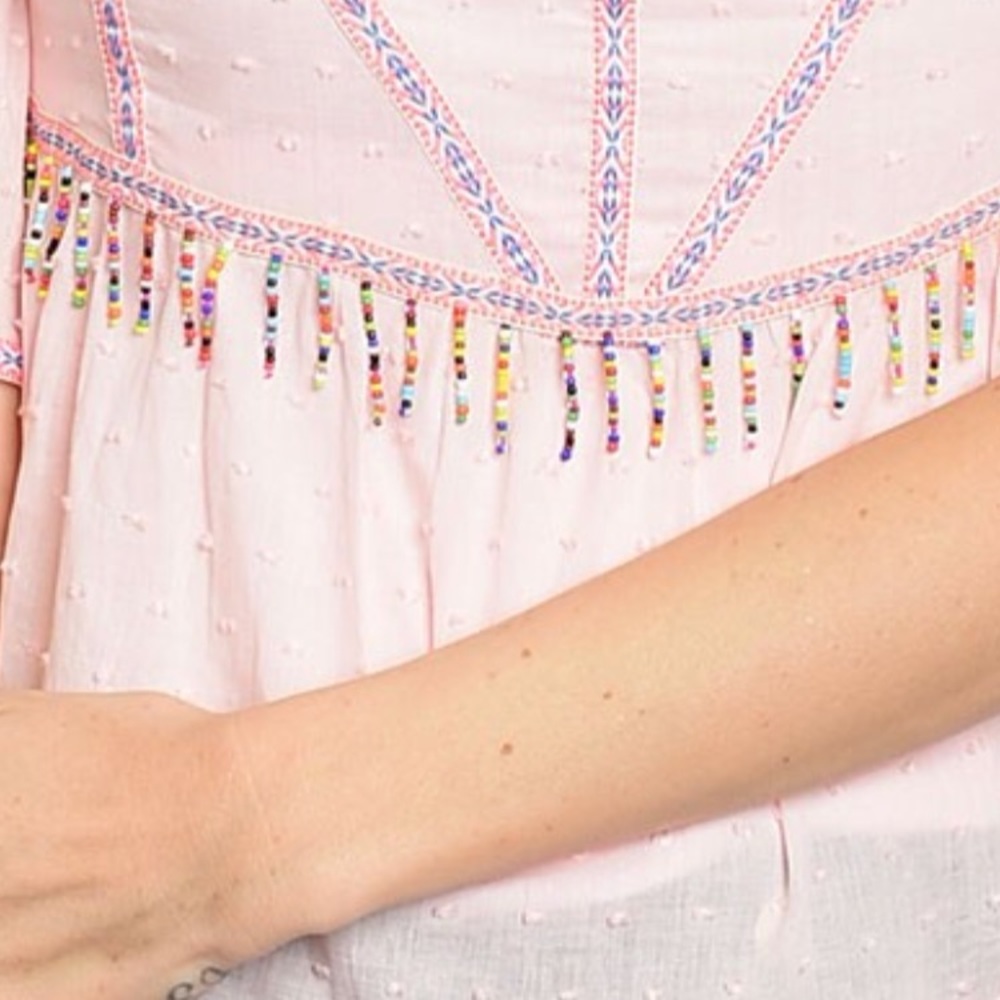 Dygarni off shoulder lace trim top pink S - Picture 4 of 7